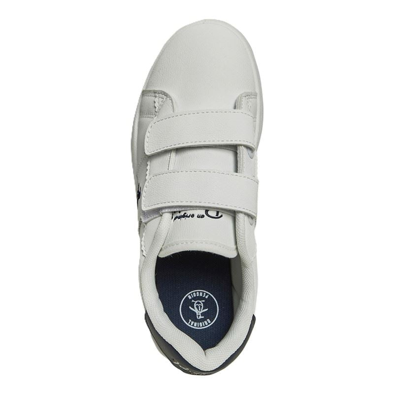 Penguin Junior Marble White/Navy Trainers