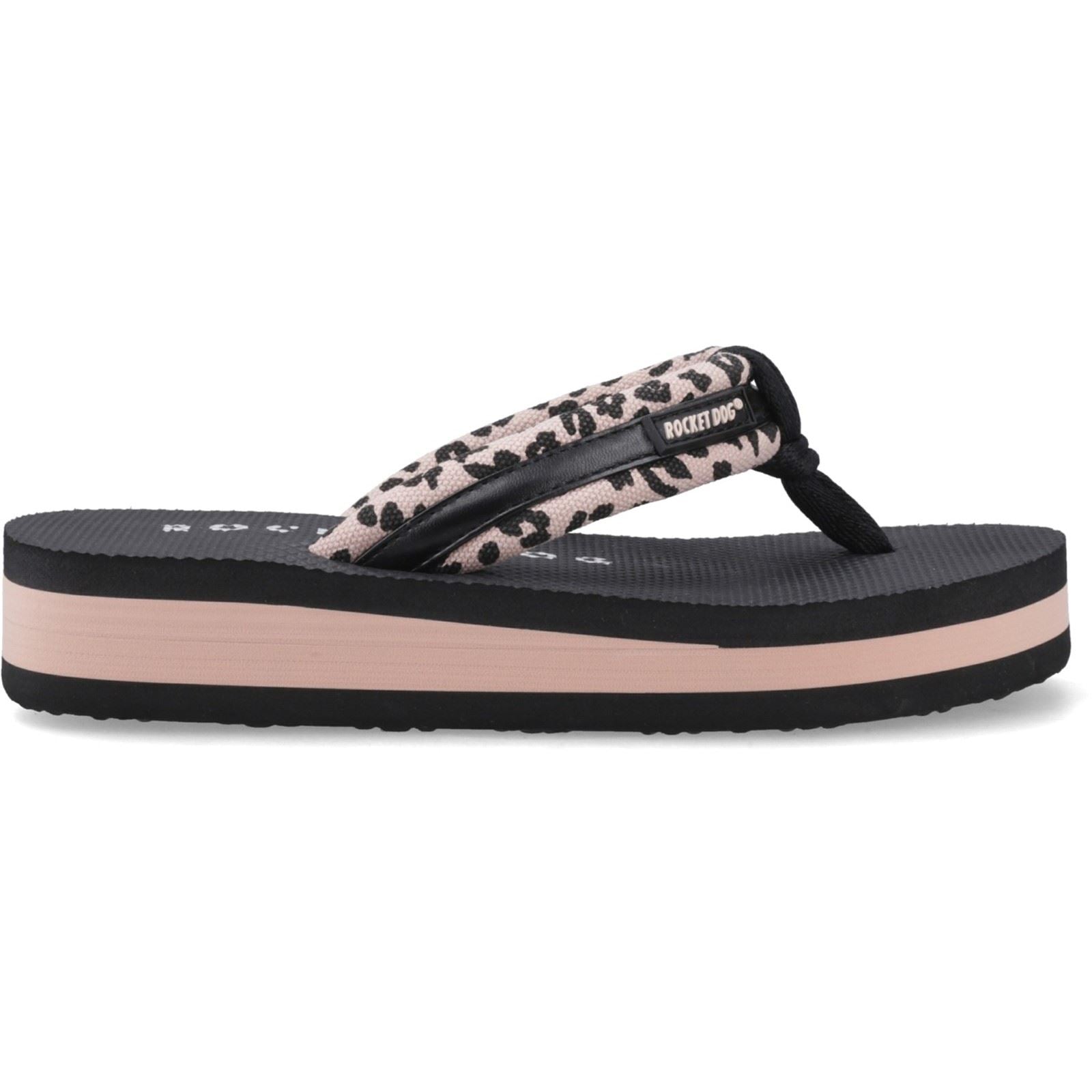 Rocket Dog Monica Leon Leopard Textile Women's Light Pink Flip Flops