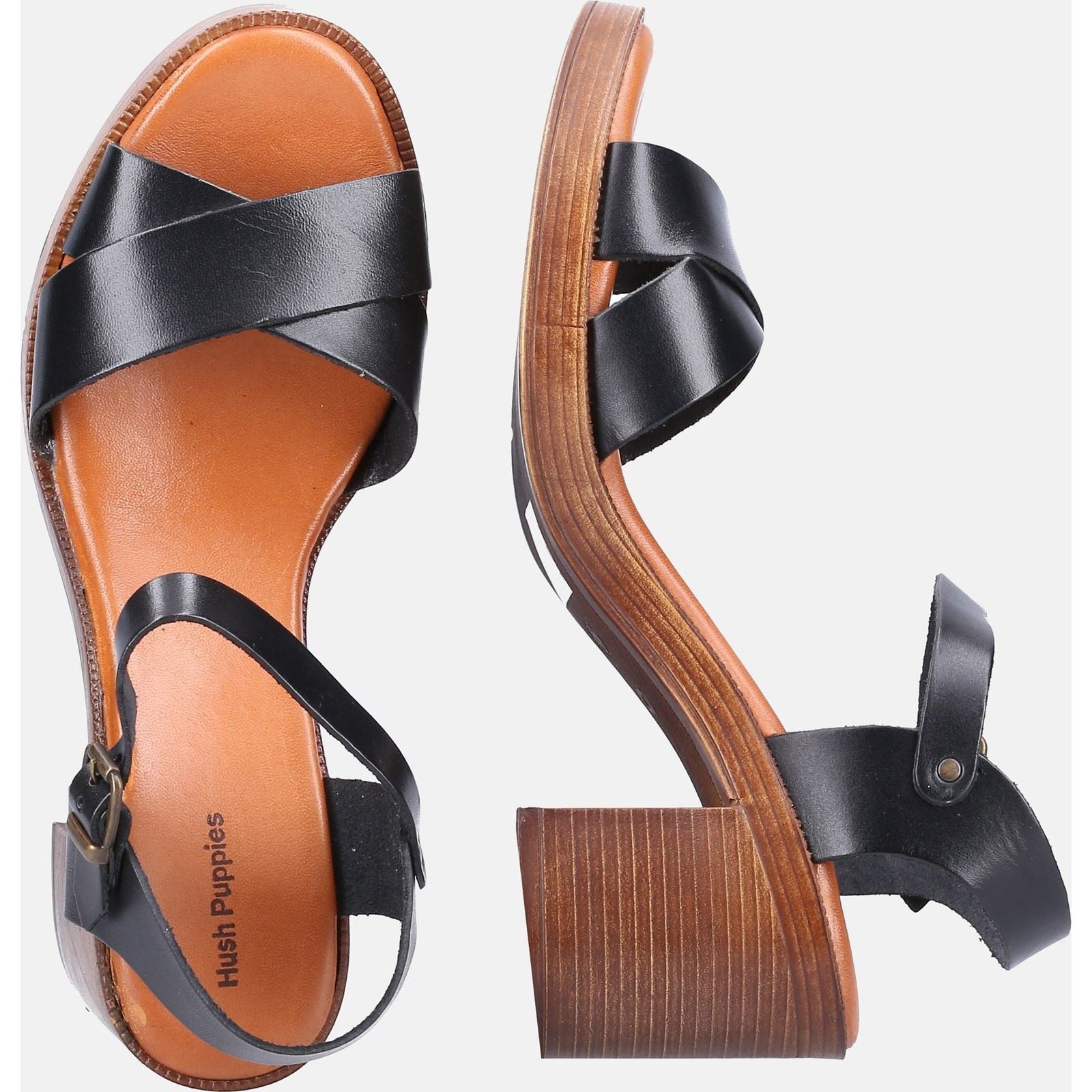 Hush Puppies Georgia Leather Women's Black Sandals