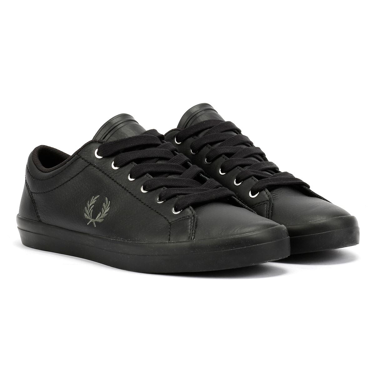 Fred Perry Baseline Leather Men's Black/Laurel Green Trainers