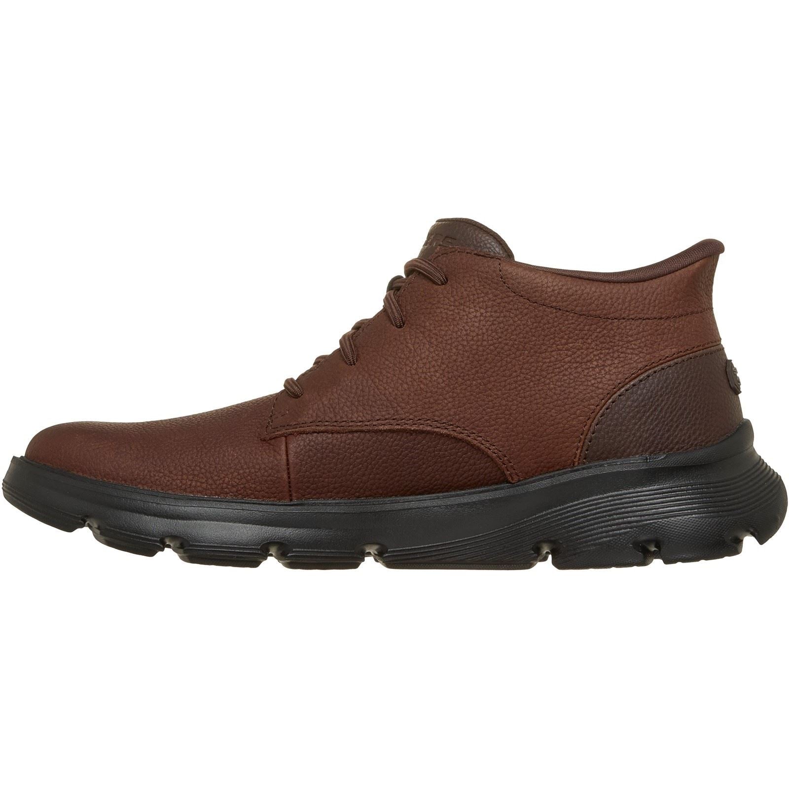 Skechers Arch Fit Garza Ridley Leather Men's Brown Ankle Boots