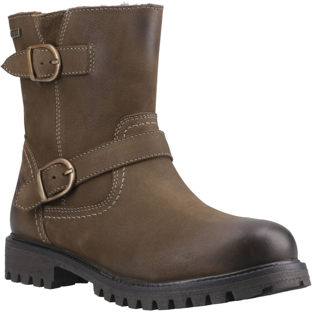 Cotswold Tetbury Leather Women's Olive Heeled Ankle Boots