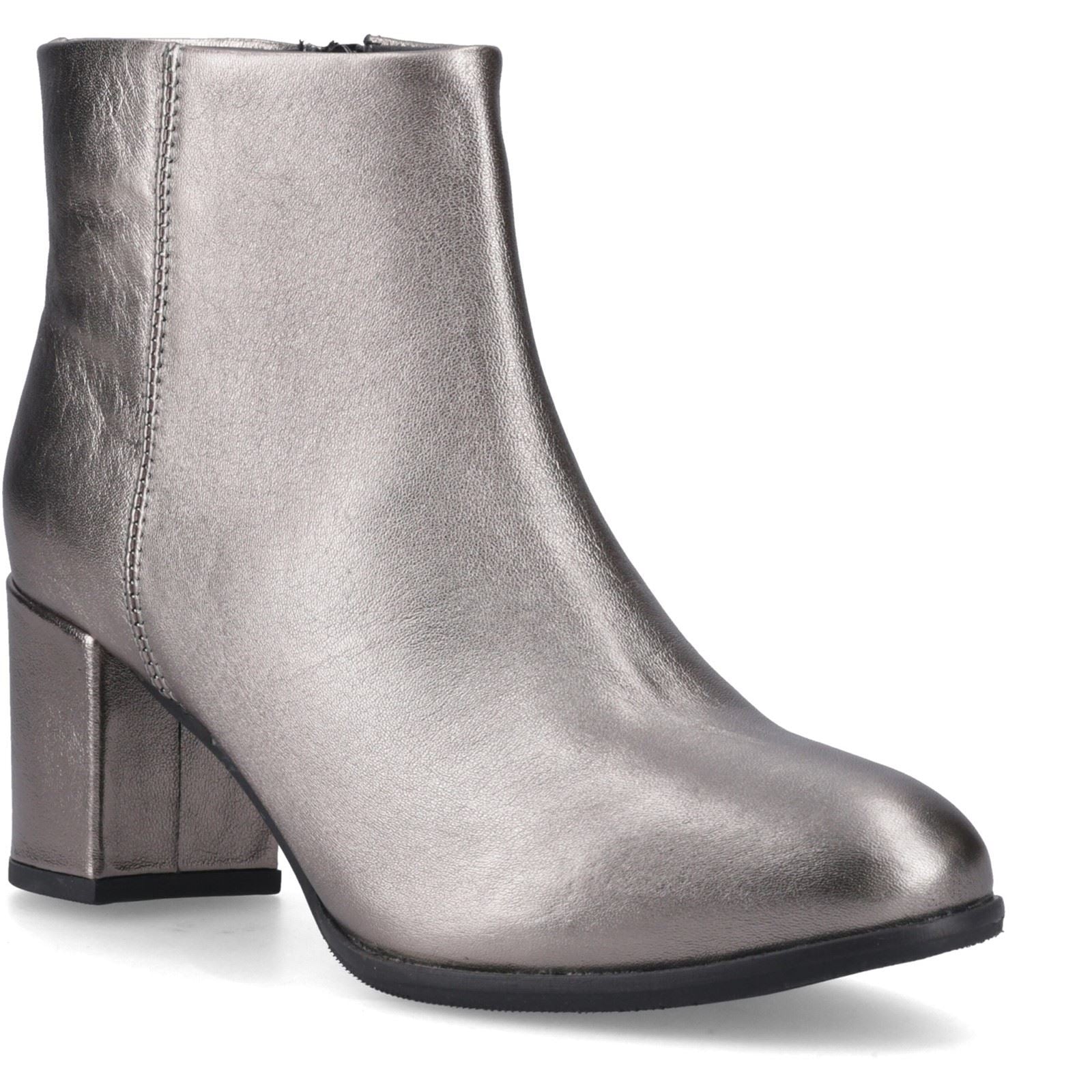 Hush Puppies Claridy Leather Women's Pewter Heeled Ankle Boots