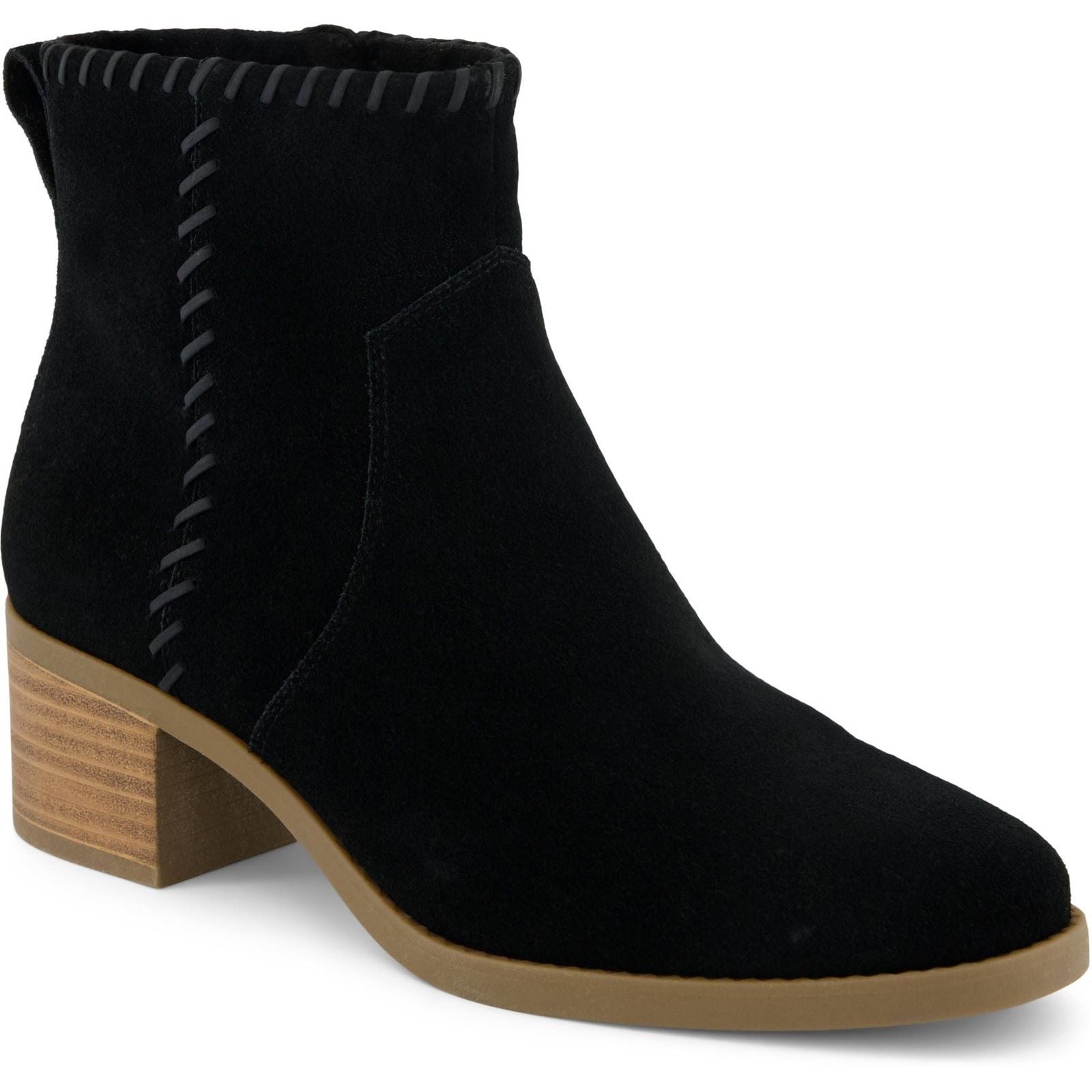 TOMS Delilah Heeled Suede Women's Black Heeled Ankle Boots