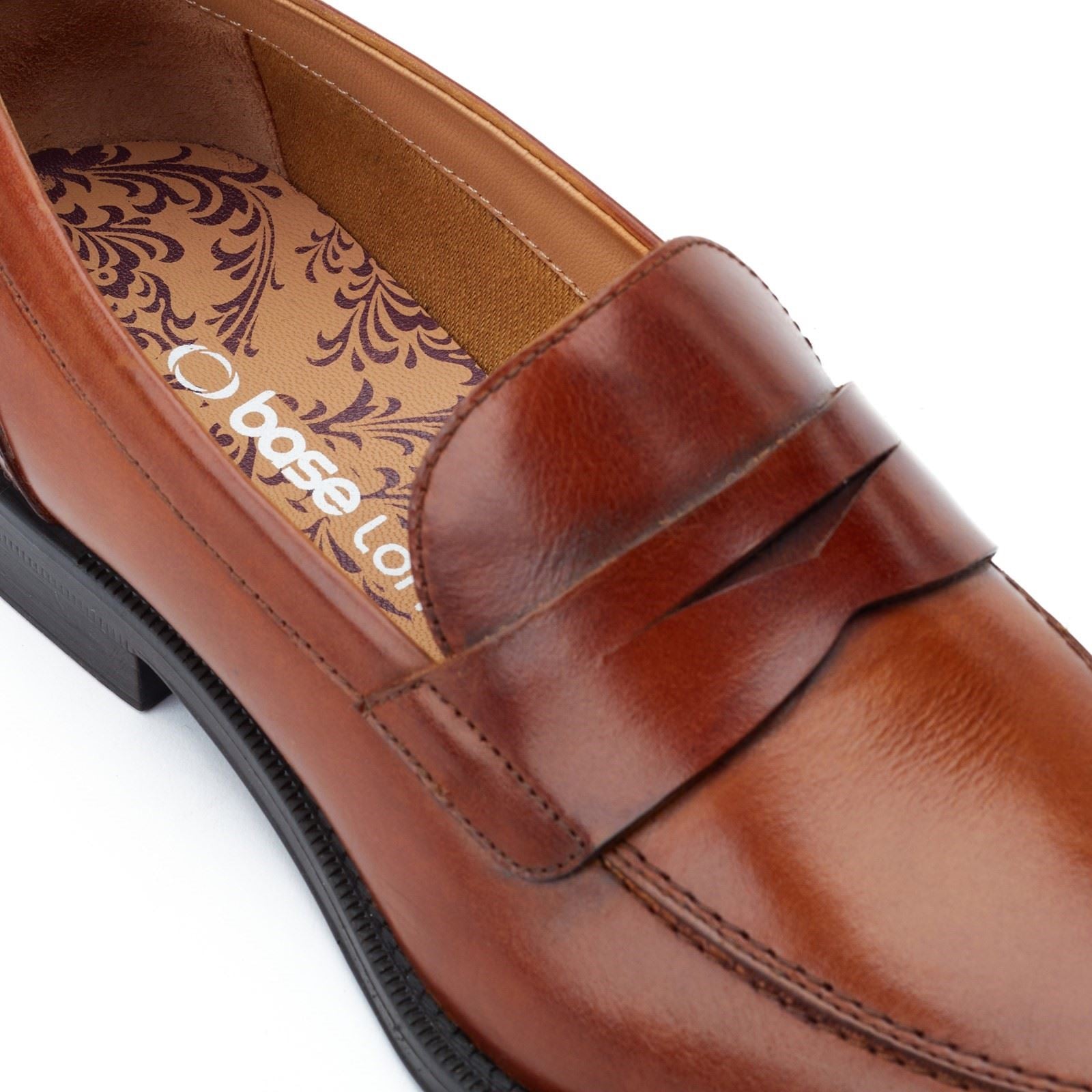 Base London Kennedy Leather Men's Burnt Tan Slip-On Shoes