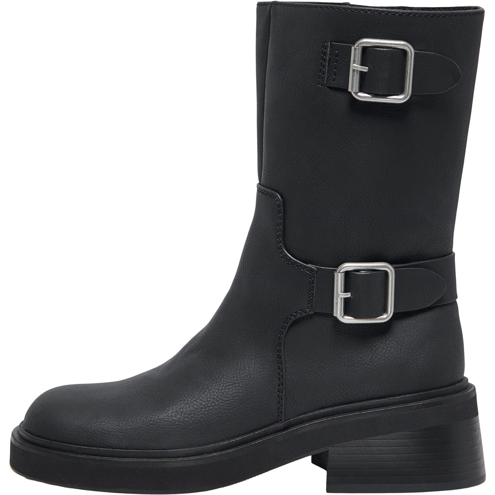 ONLY BUTTER-2 Polyurethane Women's Black Heeled Mid Calf Boots