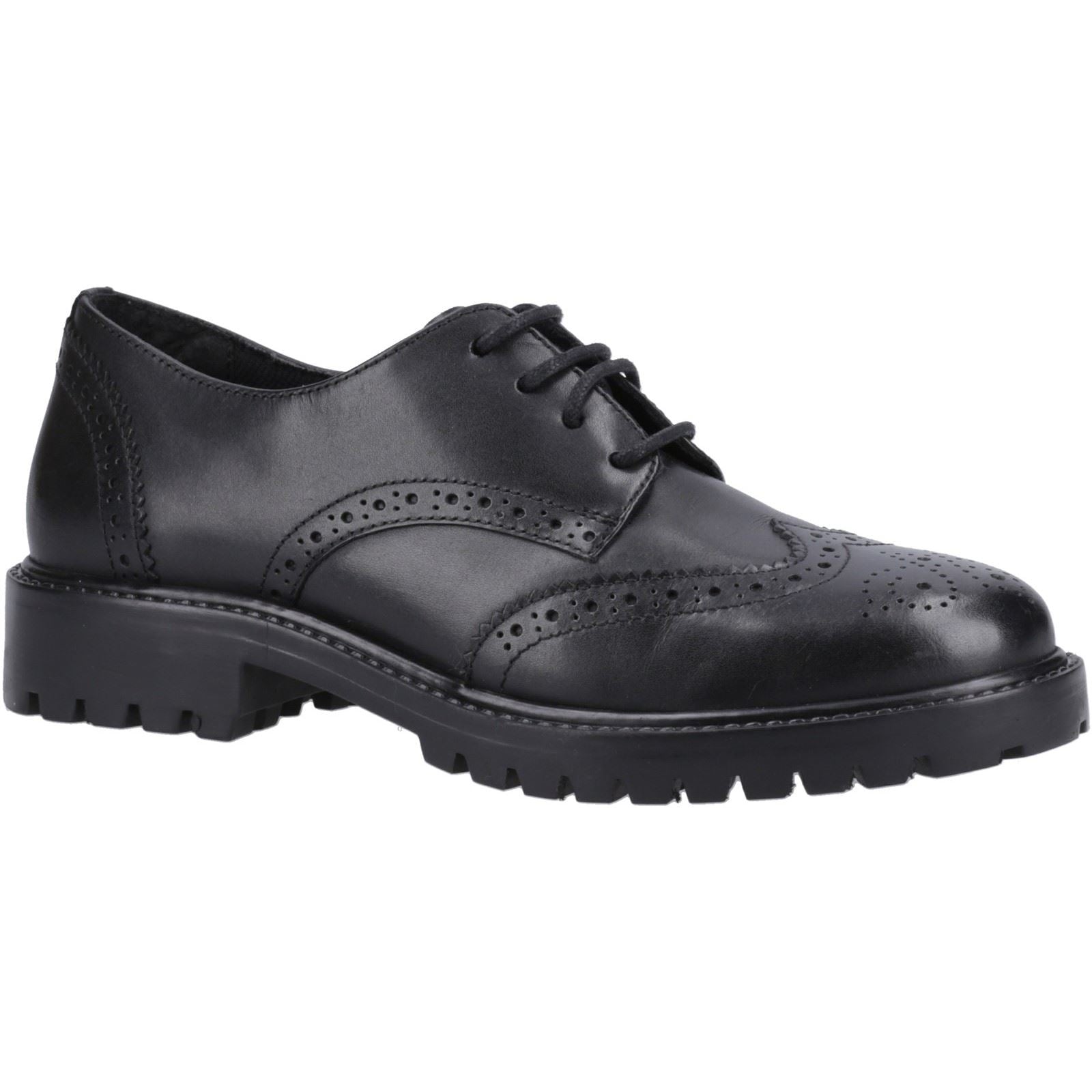 Hush Puppies Athena Senior Leather Girls's Black Brogues