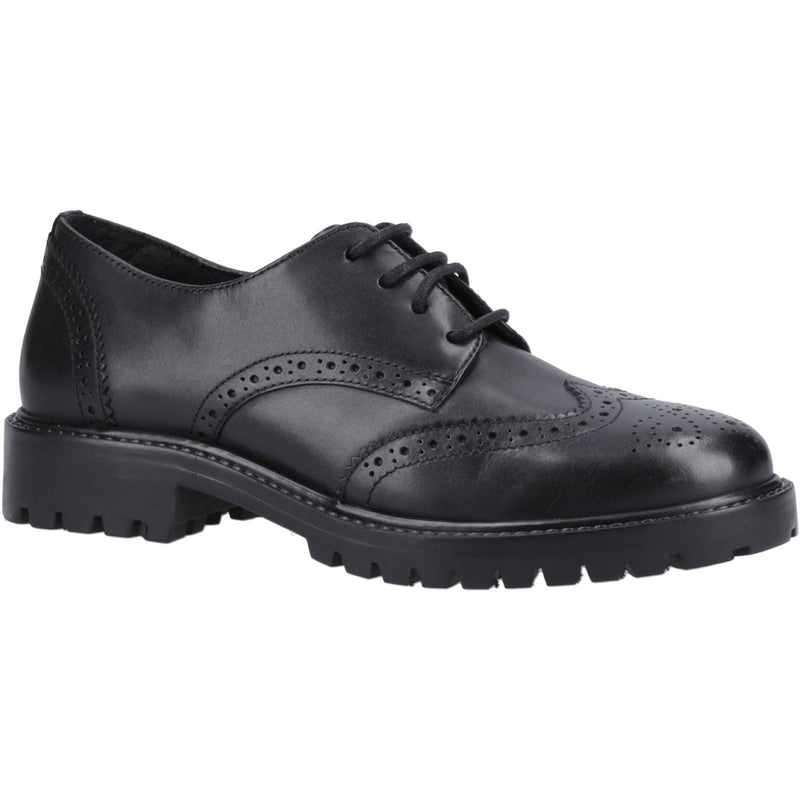 Hush Puppies Athena Senior Leather Girls's Black Brogues