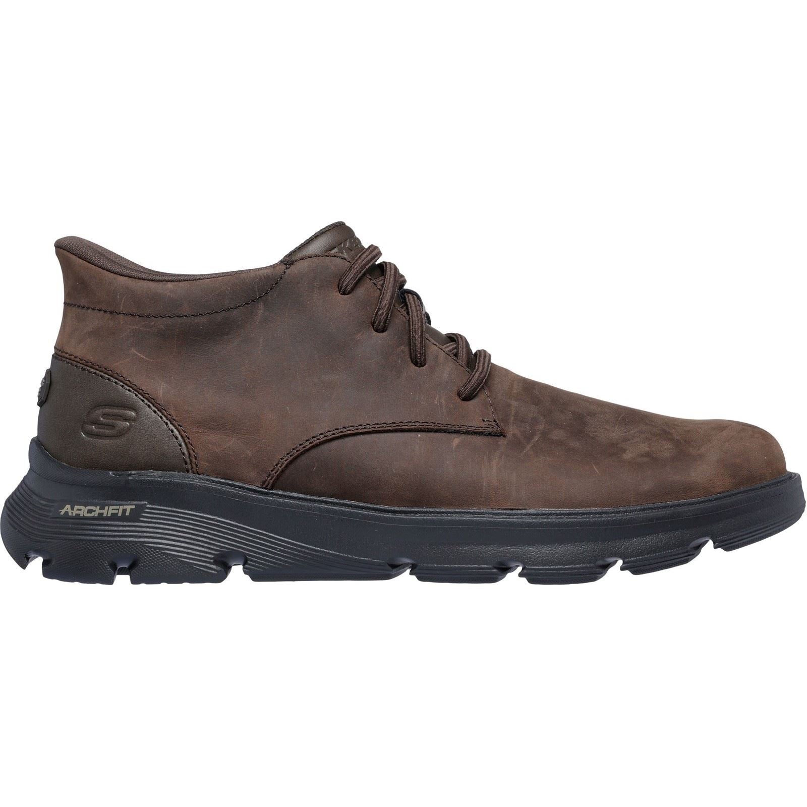 Skechers Arch Fit Garza Ridley Leather Men's Cocoa Ankle Boots