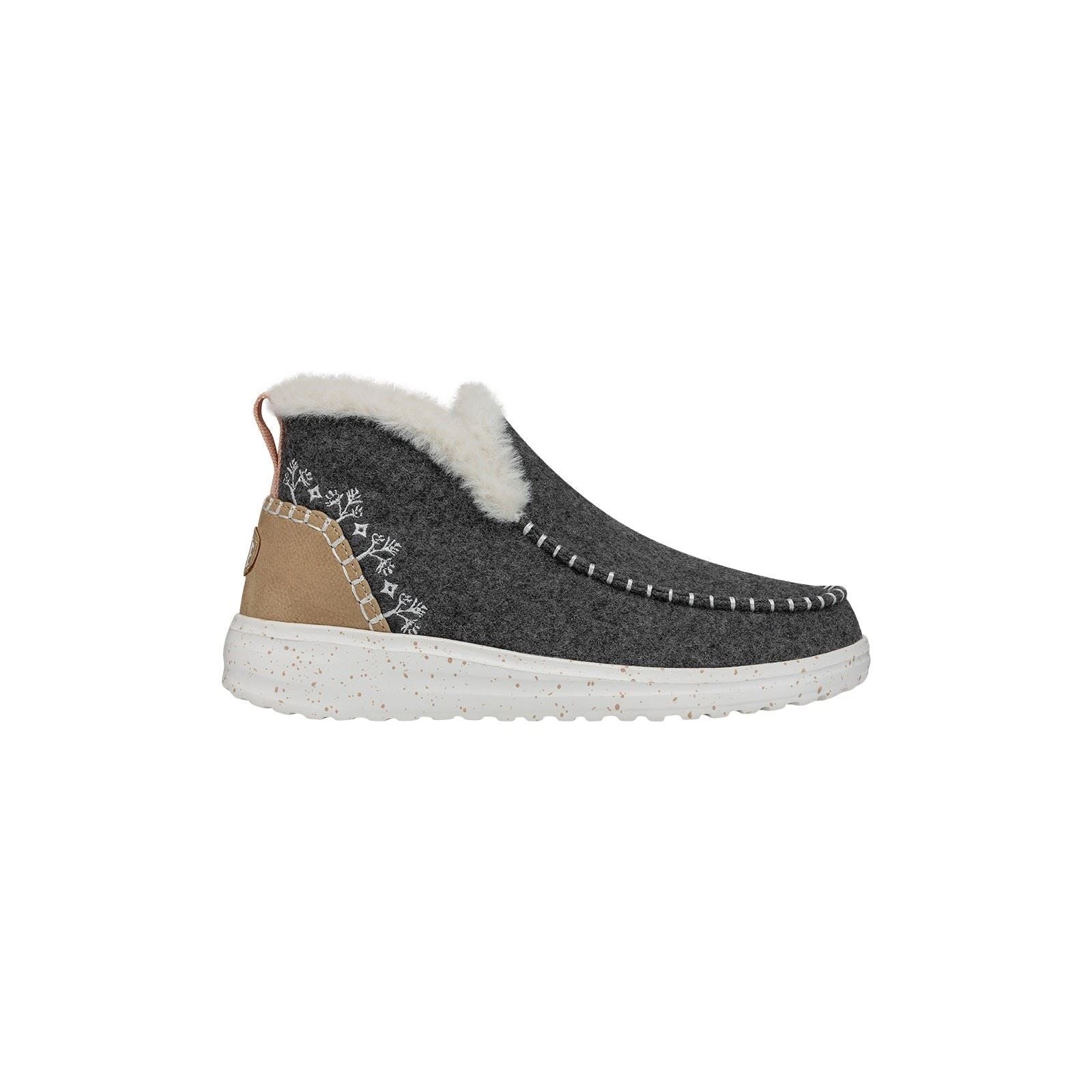 HEYDUDE Denny Wool Faux Shearling Synthetic Women's Grey Boots