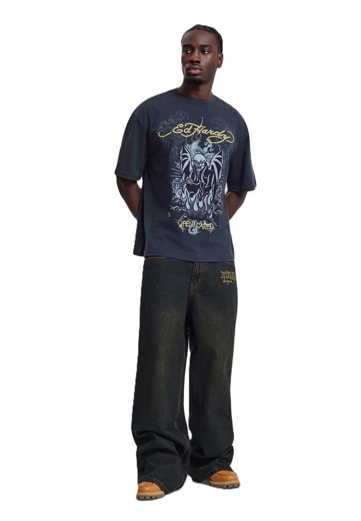 Ed Hardy When I Cared Graphic Relaxed Men's Black T-Shirts