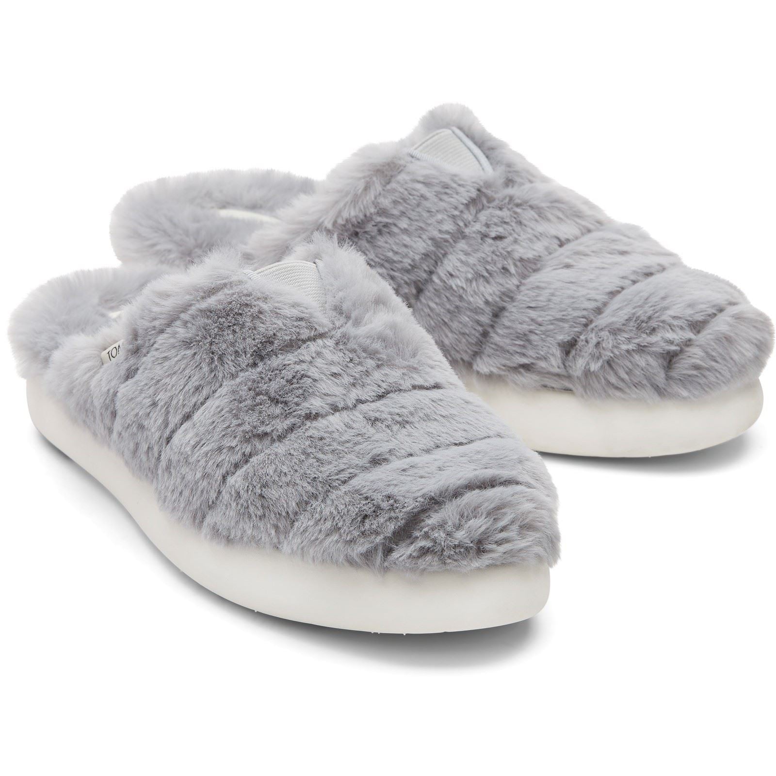 TOMS Alpargata Mallo Polyester Faux Fux Women's Mid Grey Faux Fur Mules