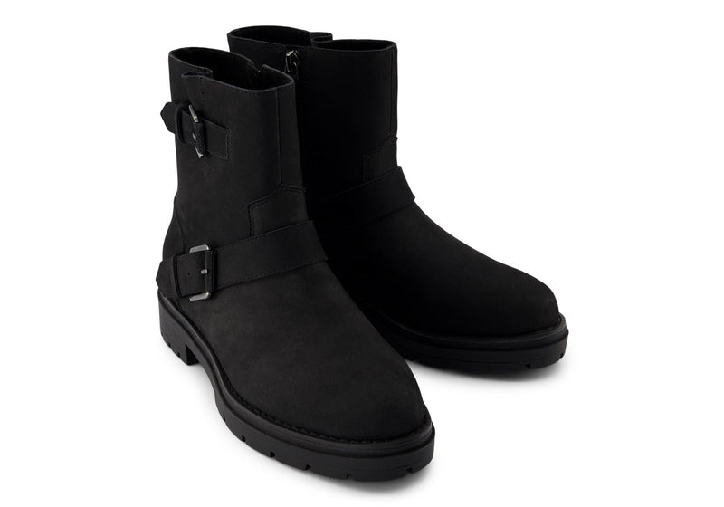 TOMS Ionie Moto Nubuck Leather Women's Black Boots