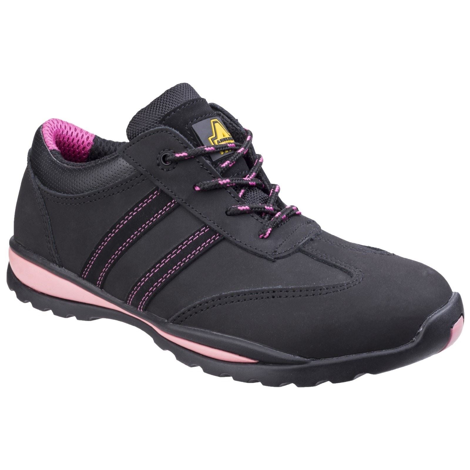 Amblers Safety FS47 Leather Women's Black/Pink Safety Trainers