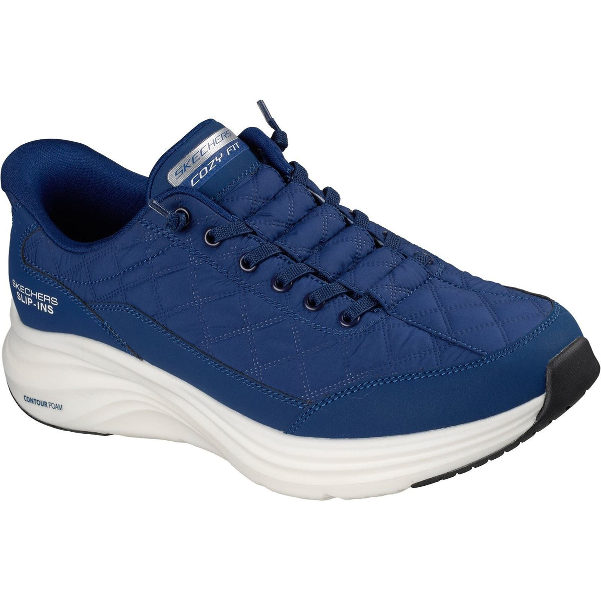 Skechers Contour Foam Cozy Fit Textile Men's Blue Cozypoly/White Trim Trainers