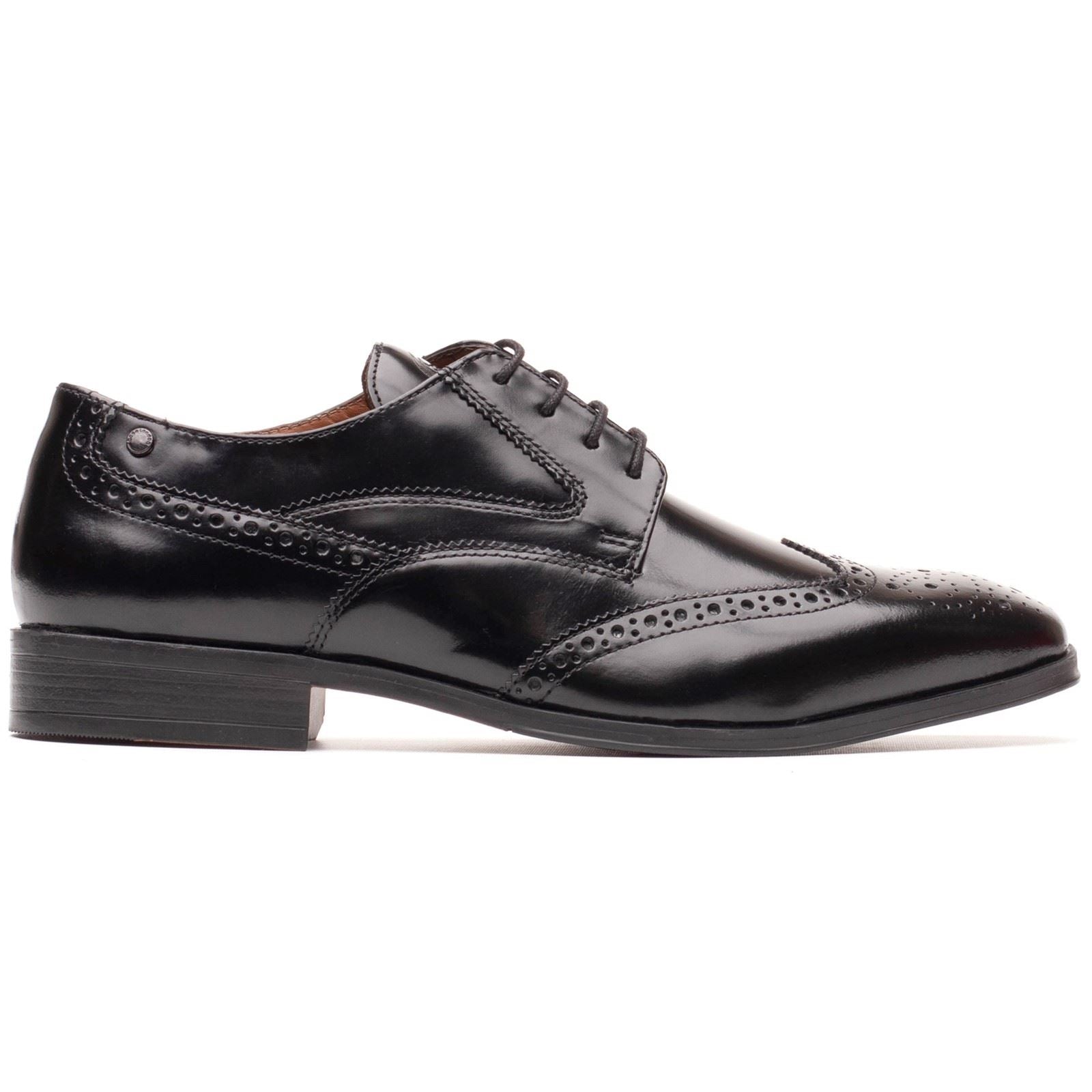 Base London Steeple Leather Men's Hi Shine Black Brogues Shoes