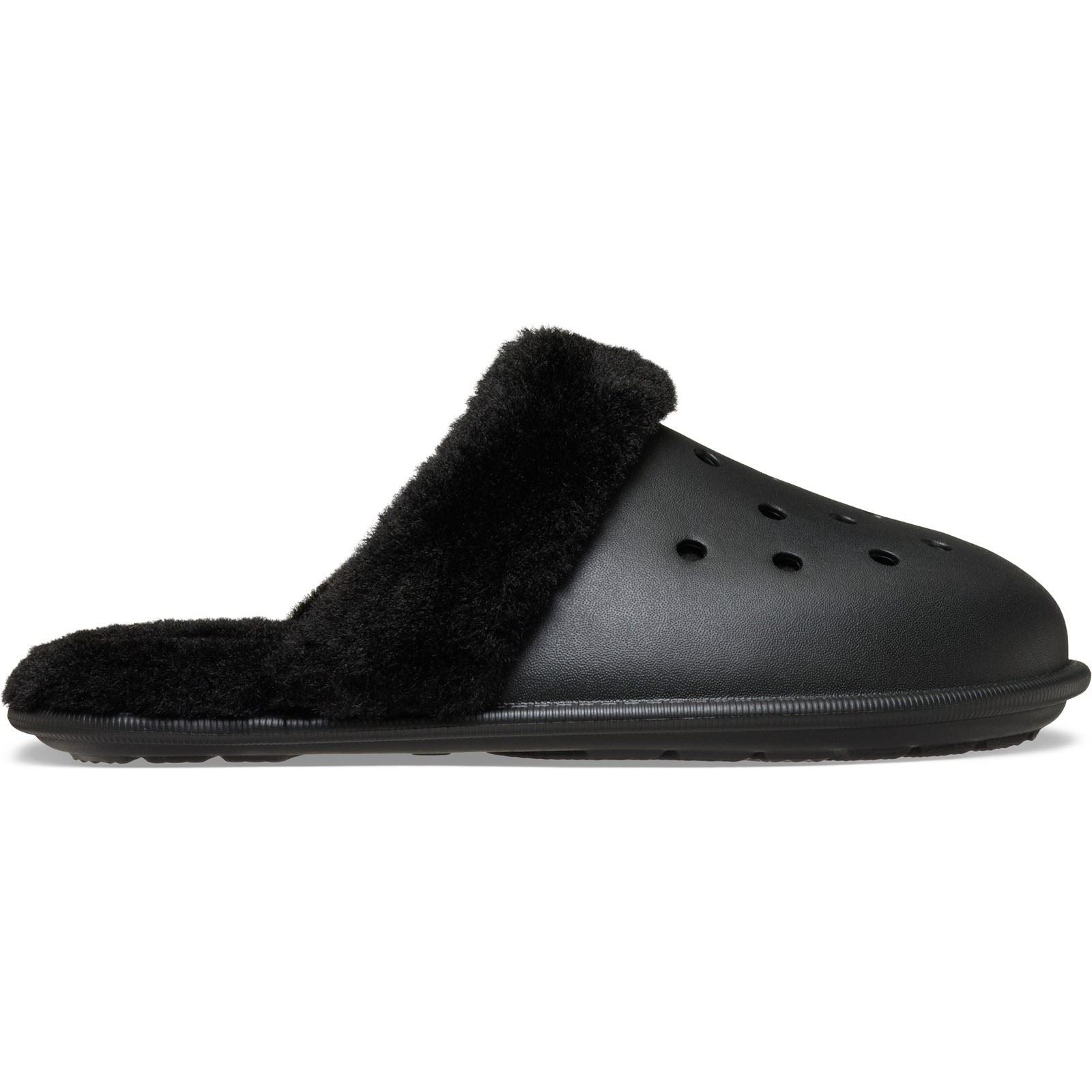 Crocs Classic Fuzz Scuff Thermoplastic Black Slippers
