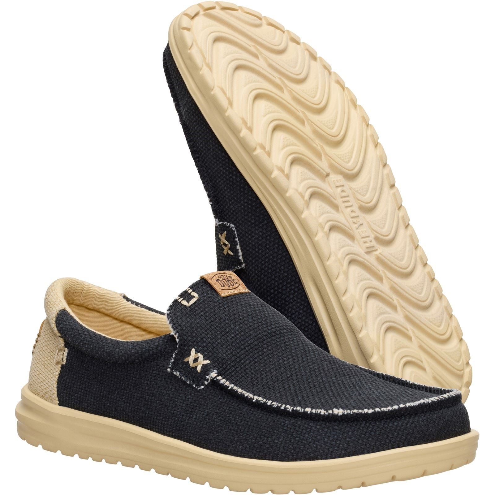 HEYDUDE Mikka Braided Textile Men's Black/Boulder Tan Loafers