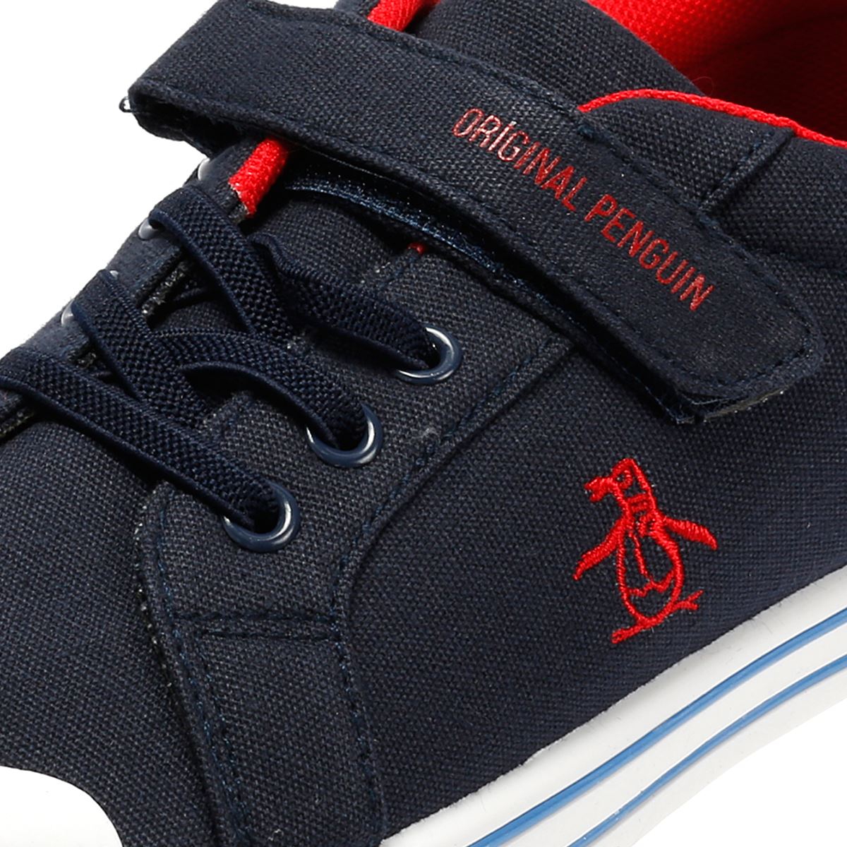 Penguin Junior Rainbow Canvas Navy/Red Trainers