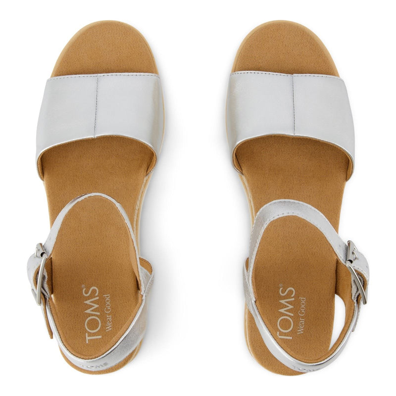 TOMS Diana Leather Women's Silver Wedges