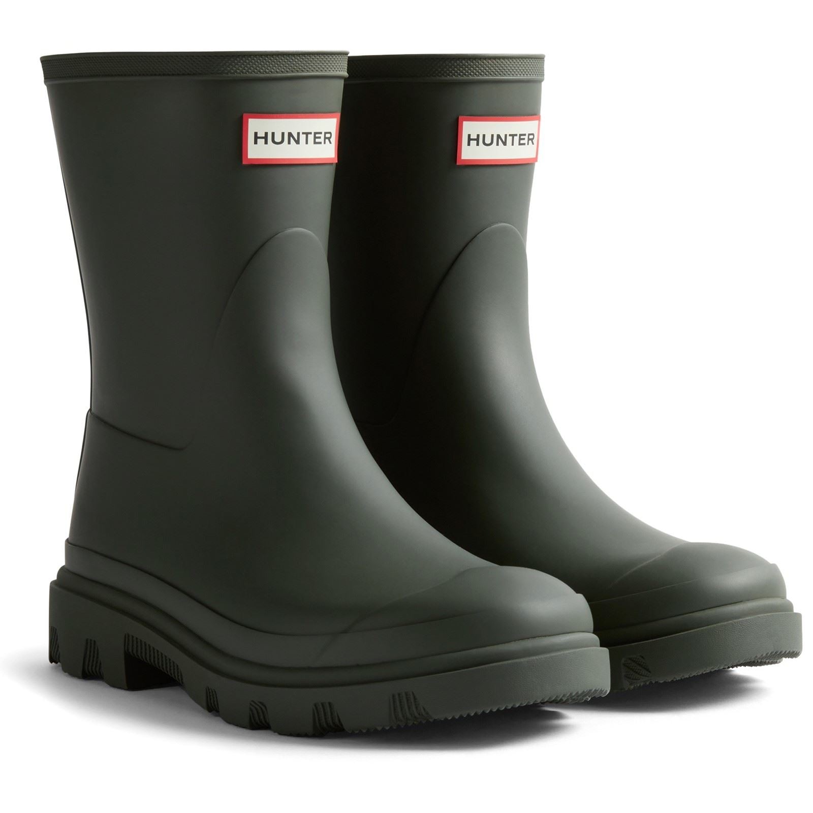 Hunter Downpour Short Boot Rubber Women's Dark Olive Wellington Boots