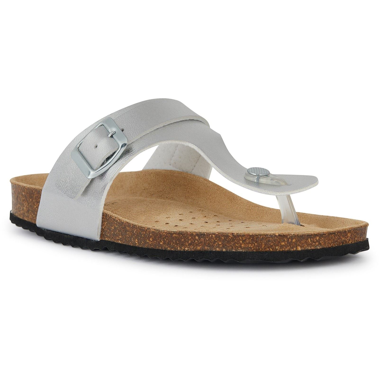 Geox D Brionia Metal Synthetic Synthetic Women's Silver Sandals