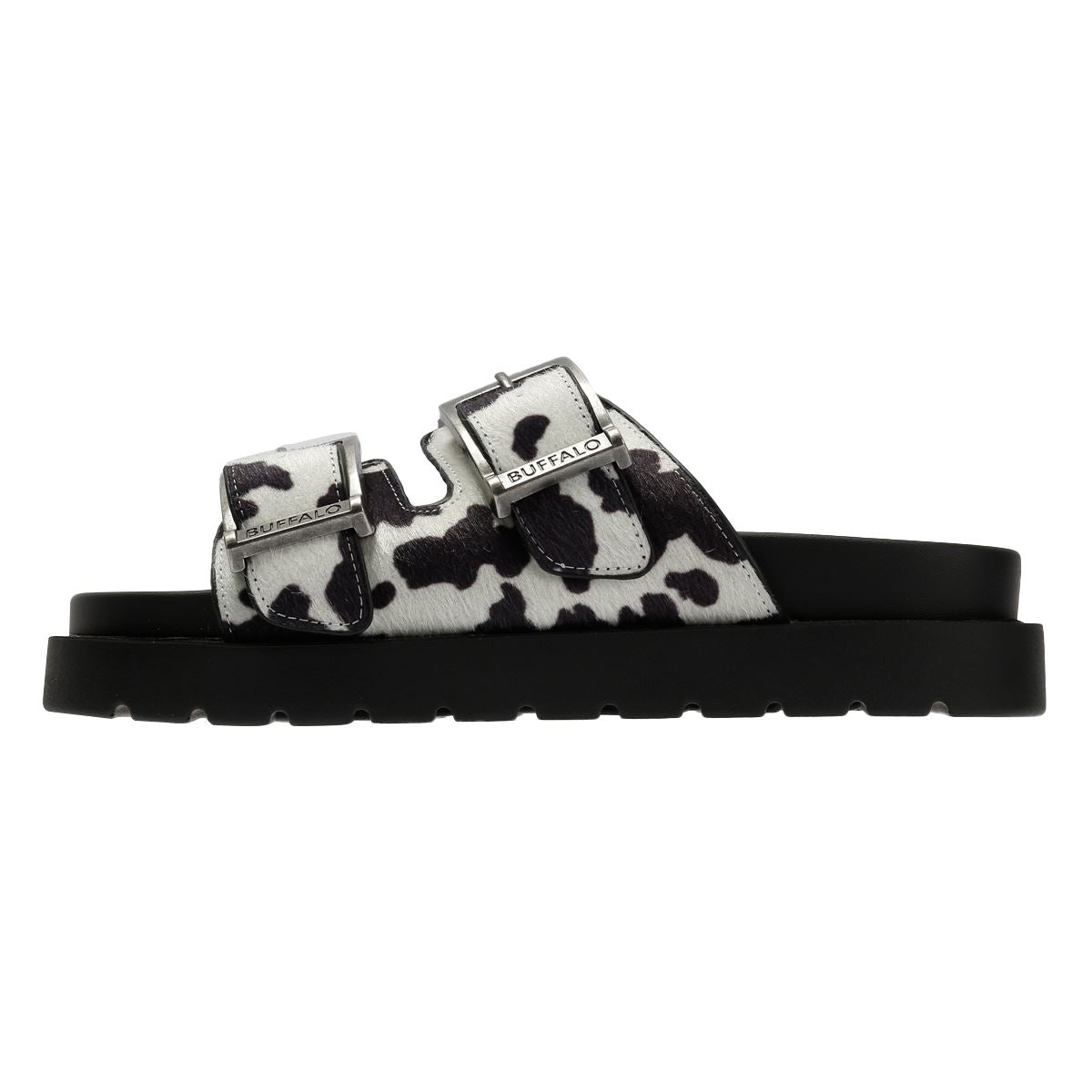 Buffalo Raya Ari Women's Black/White Cow Sandals