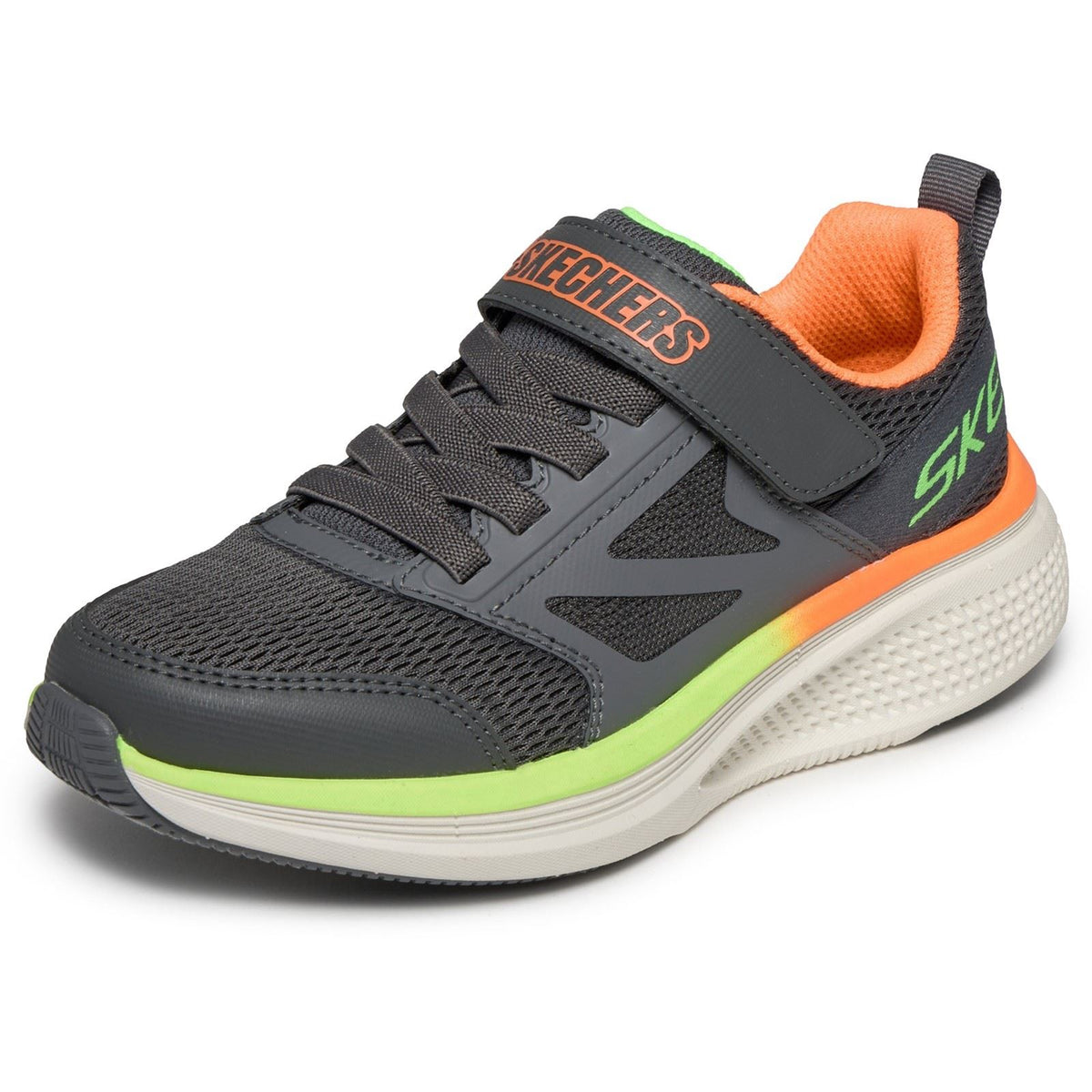 Skechers GO Run Elevate 2.0 Where's My Boy's Charcoal/Orange & Lime Trainers