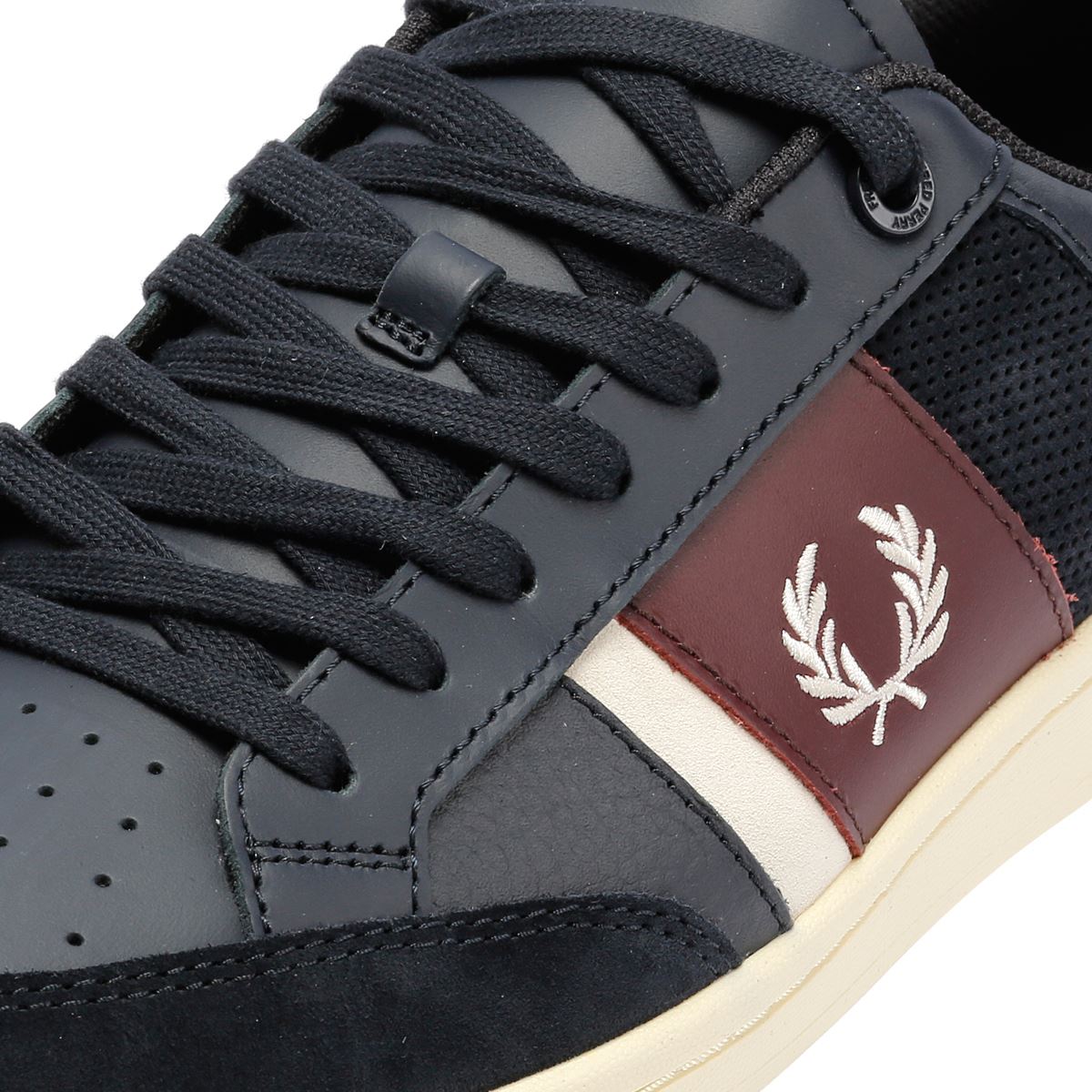 Fred Perry B725 Leather Suede Men's Navy/Ecru/Oxblood Trainers