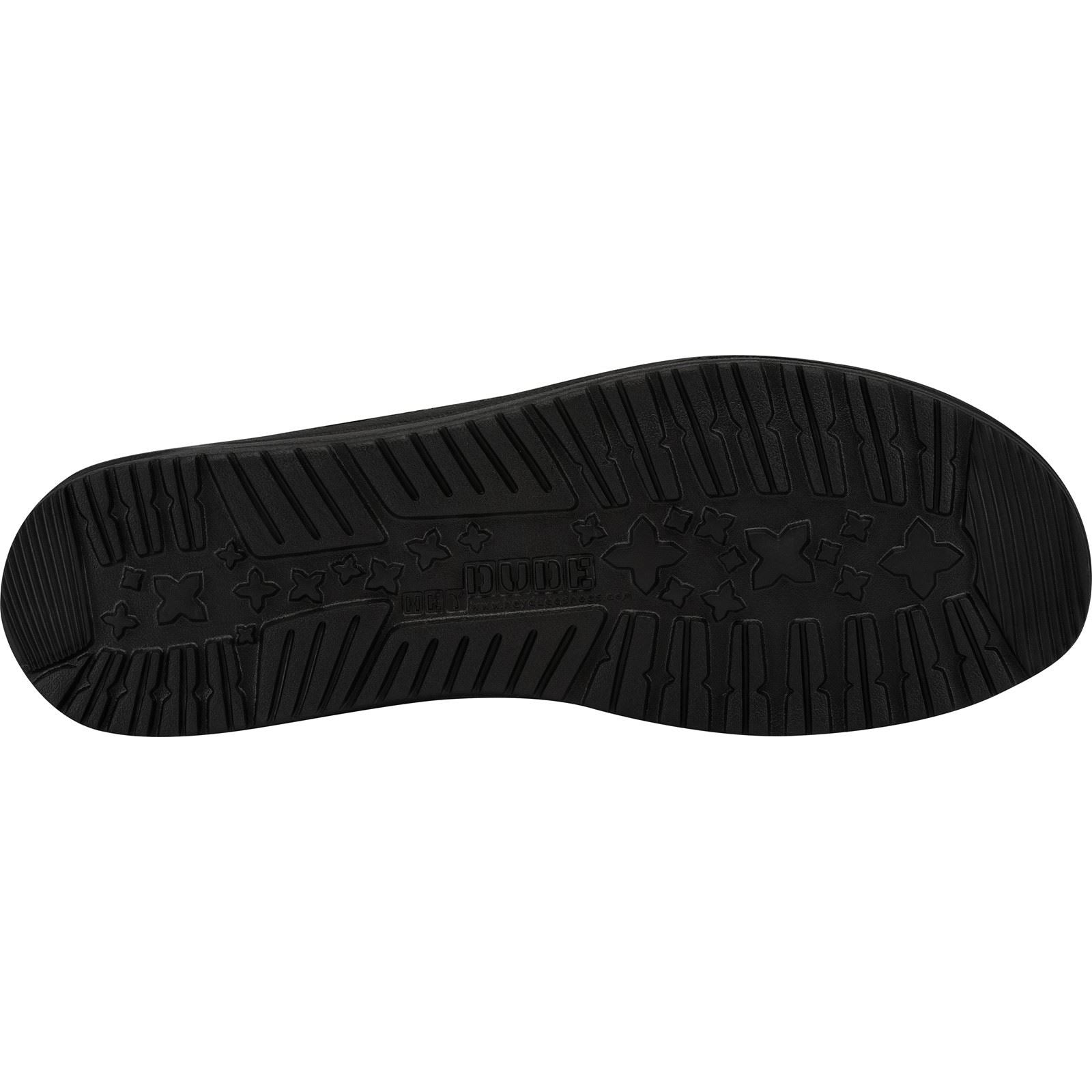 HEYDUDE Wally Sox Faux Suede Men's Micro Total Black Boat Shoes