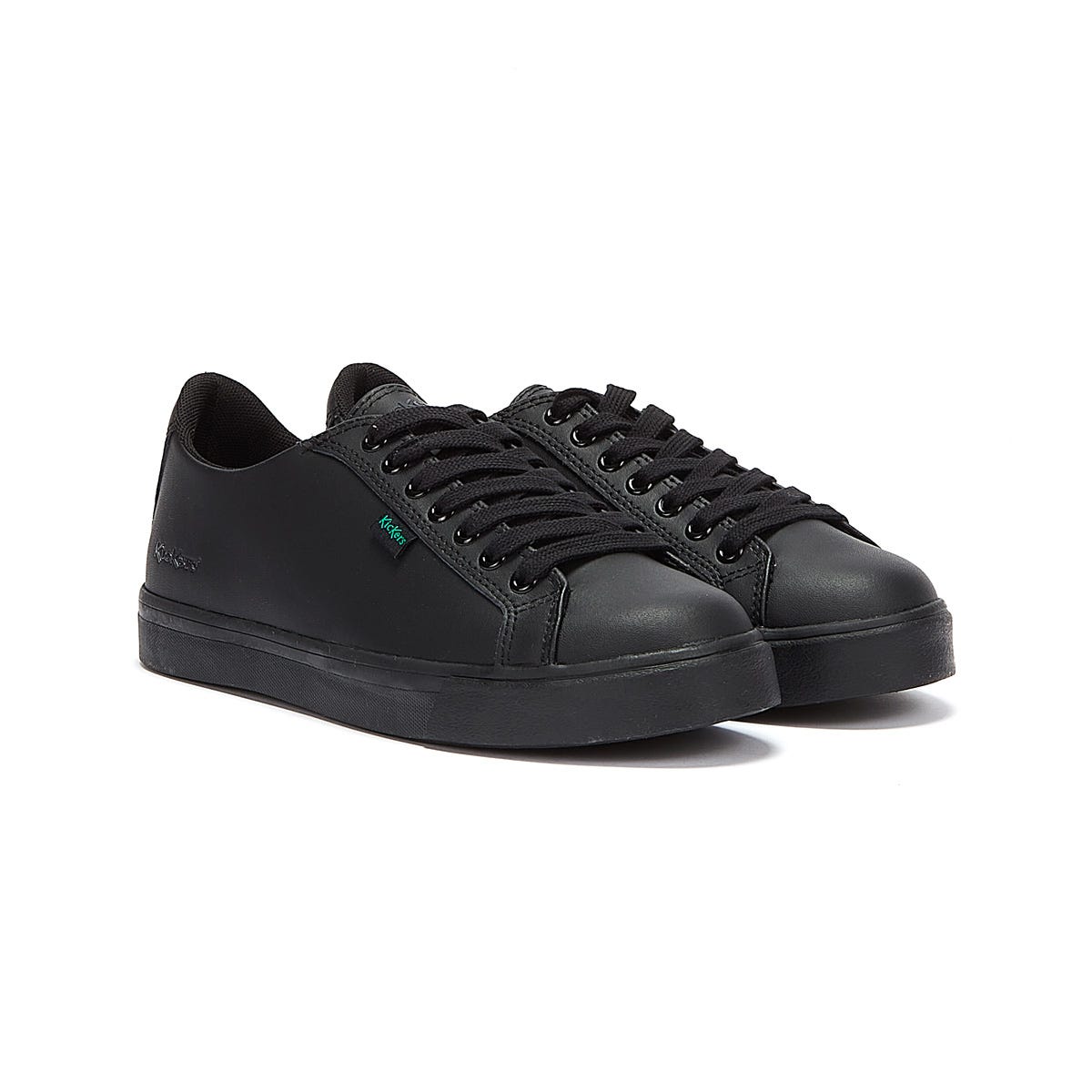 Kickers Youth Black Leather Tovni Lacer Trainers