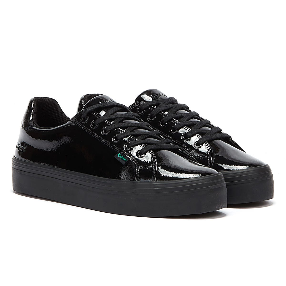 Kickers Tovni Stack Patent Leather Womens Black Trainers