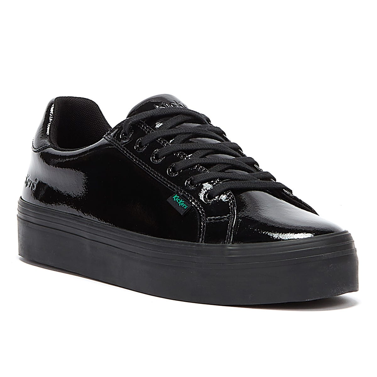 Kickers Tovni Stack Patent Leather Womens Black Trainers