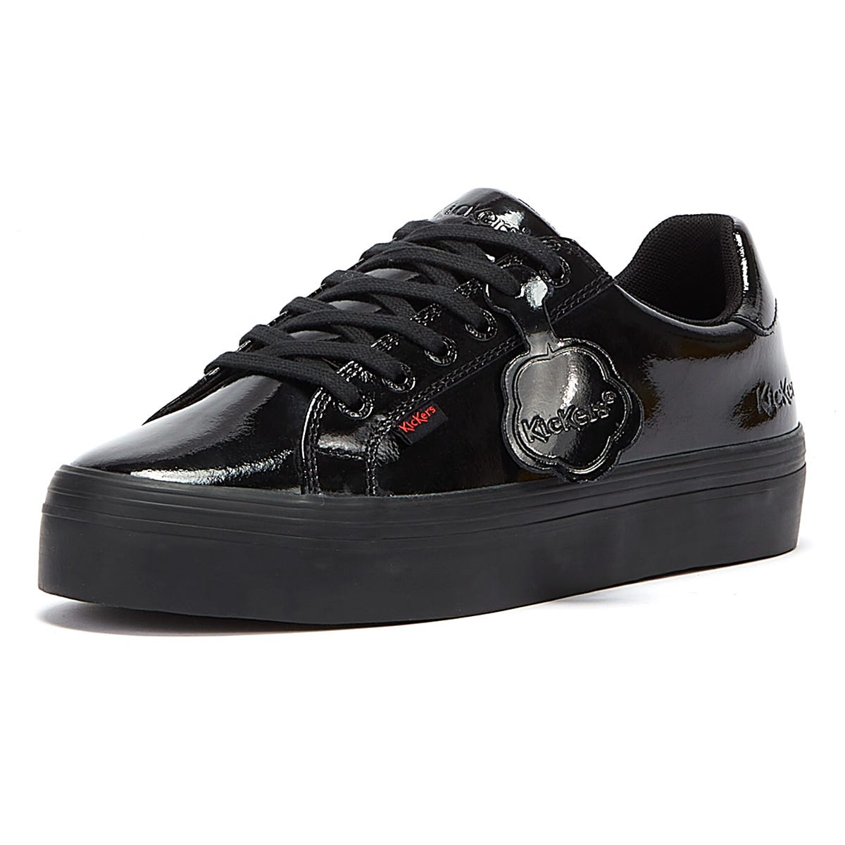 Kickers Tovni Stack Patent Leather Womens Black Trainers