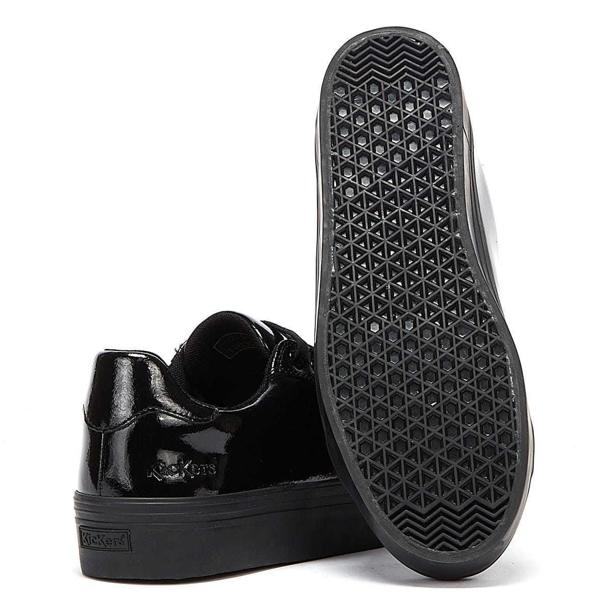 Kickers Tovni Stack Patent Leather Womens Black Trainers