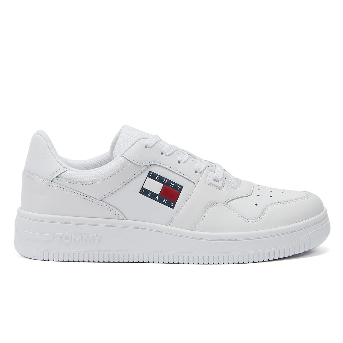Tommy Hilfiger Jeans Retro Basket Mens White Leather Trainers