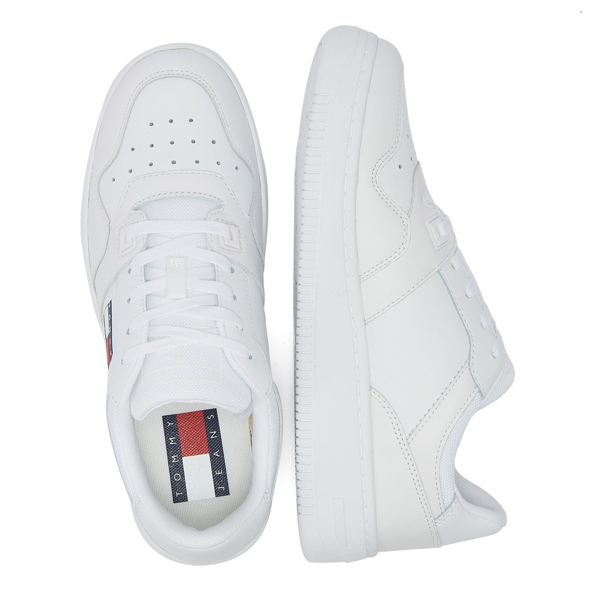 Tommy Hilfiger Jeans Retro Basket Mens White Leather Trainers