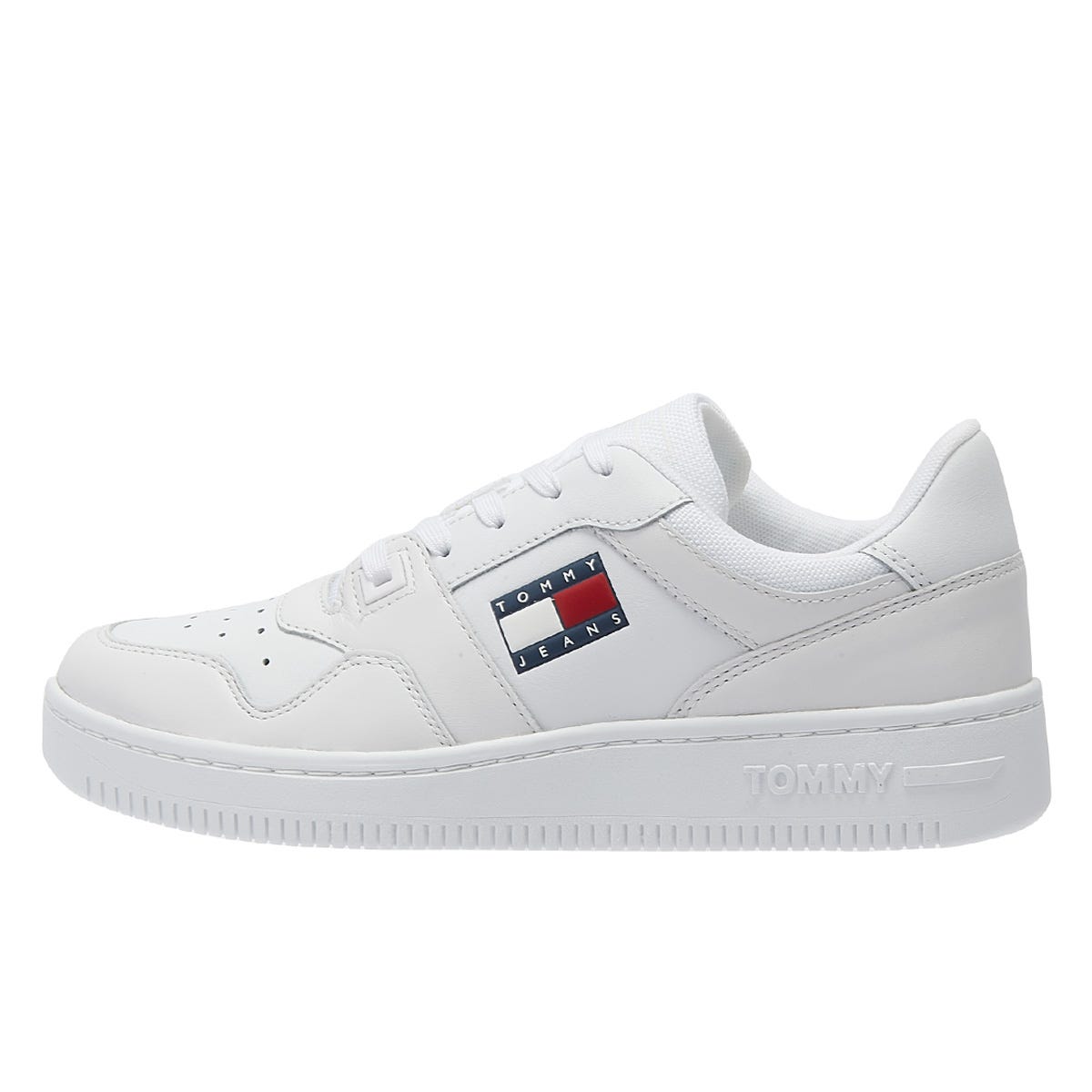 Tommy Hilfiger Jeans Retro Basket Mens White Leather Trainers