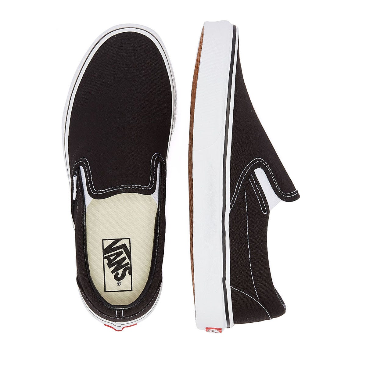 Vans Classic Slip on Black / White Canvas Trainers